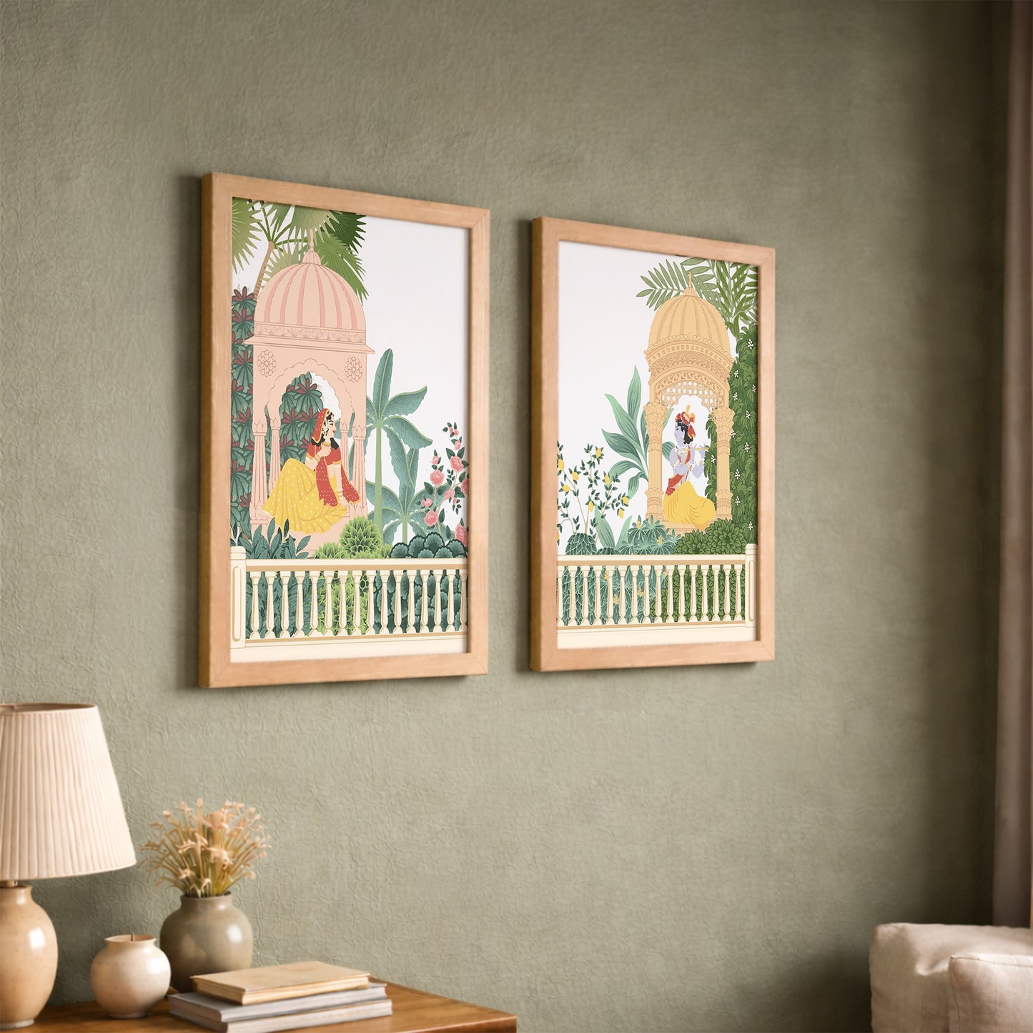 Traditional Indian Royal Couple Wall Art Set of 2