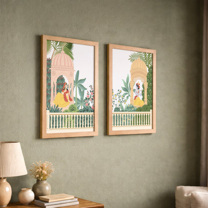 Traditional Indian Royal Couple Wall Art Set of 2