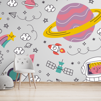 Whimsical Cosmic Adventure Wall Stickers