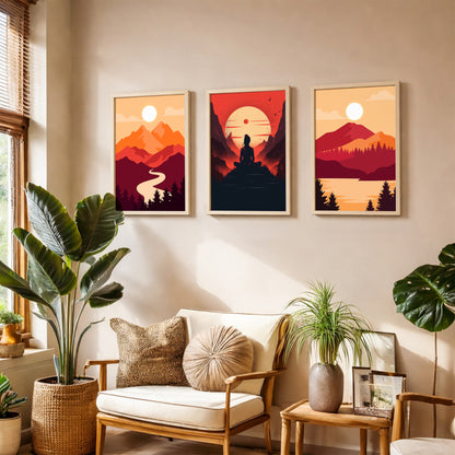Sunset Serenity Wall Frame Trio