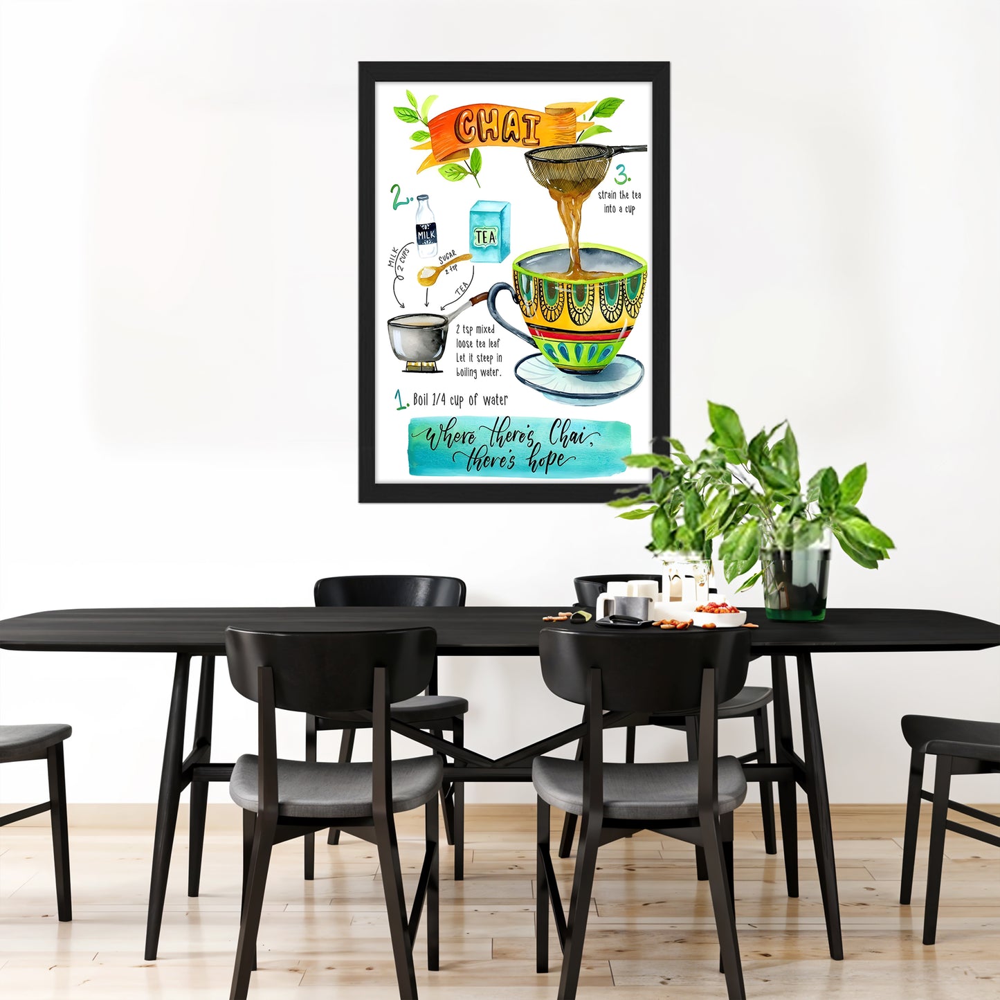 Chai Recipe Kitchen Wall Frame Set of 1