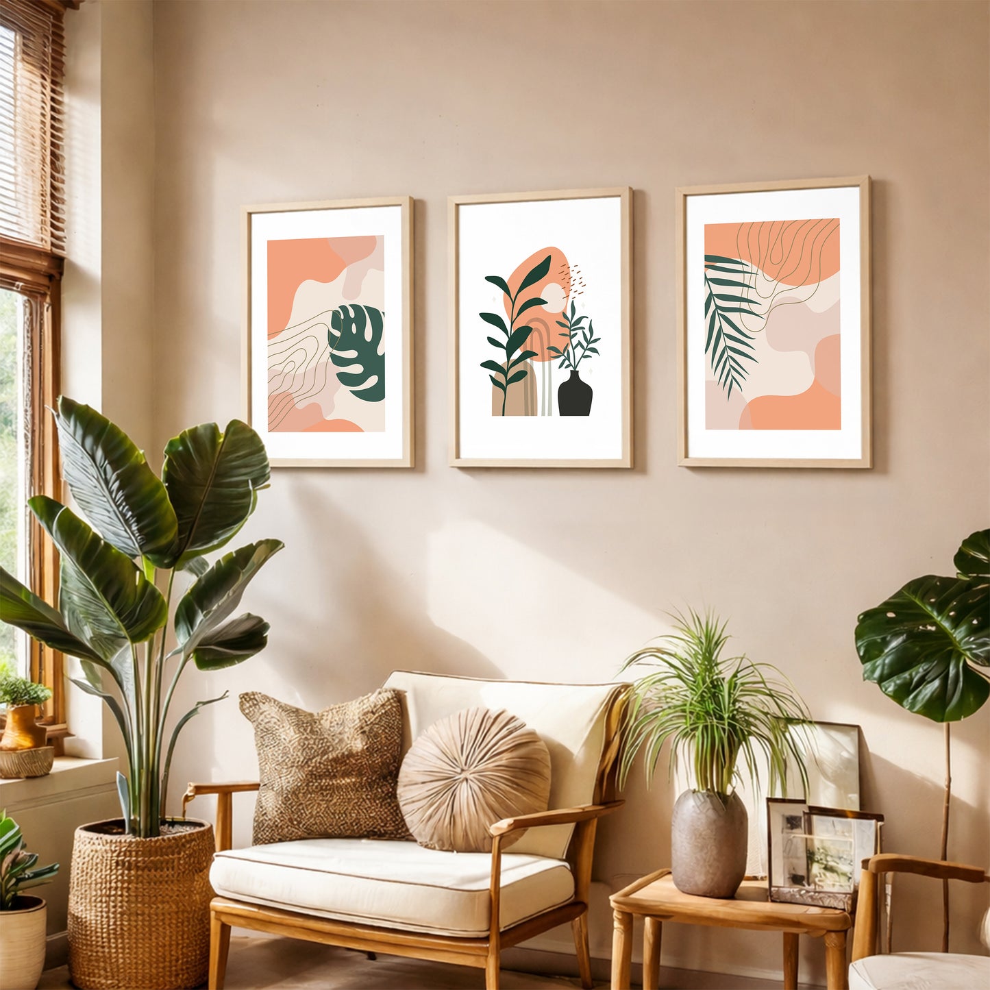 Abstract Botanical Wall Frame Set of 3