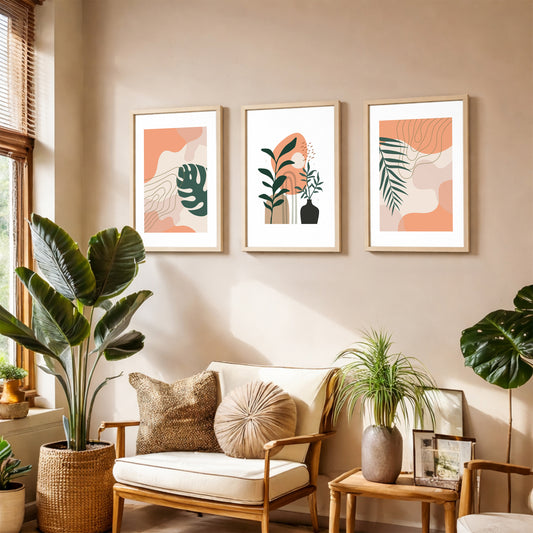 Abstract Botanical Wall Frame Set of 3