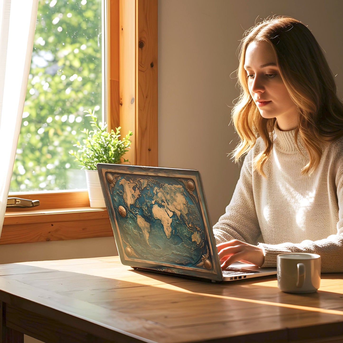 Explore the World Mountain Stamp Laptop Skin