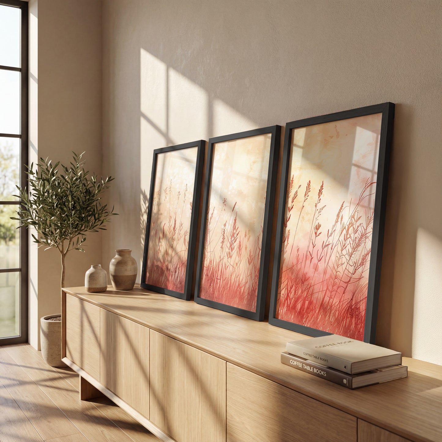 Blush Wildflower Botanical Wall Frames Set of 3