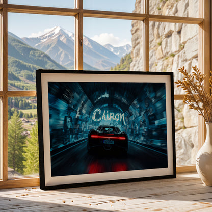 Chiron Hypercar Neon Drive Wall Art