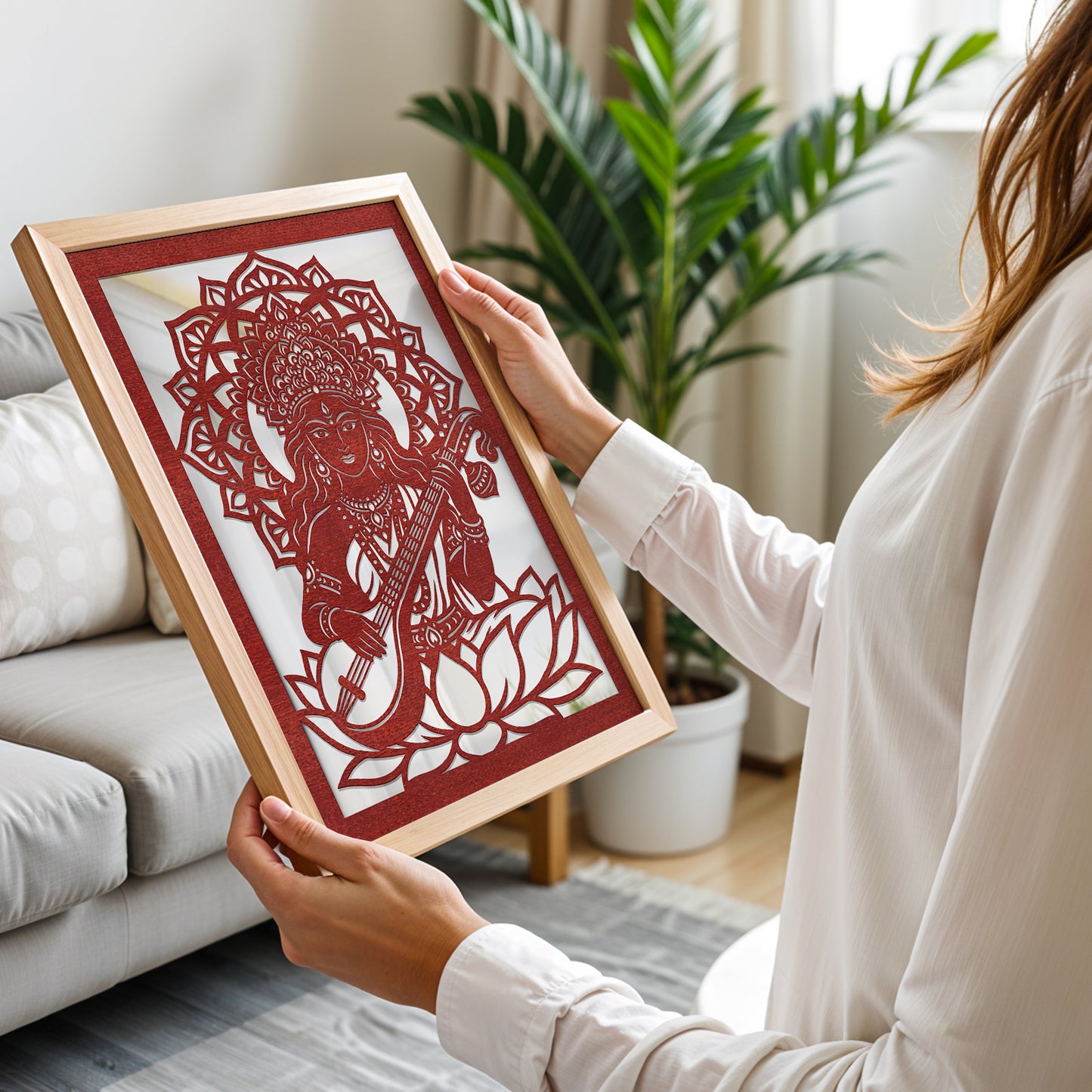 Saraswati Pinewood Laser Wall Art