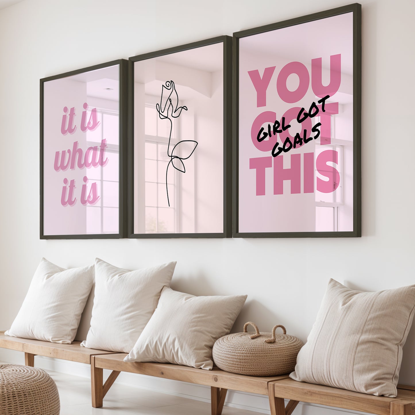 Pink Motivational Wall Frames Set of 3
