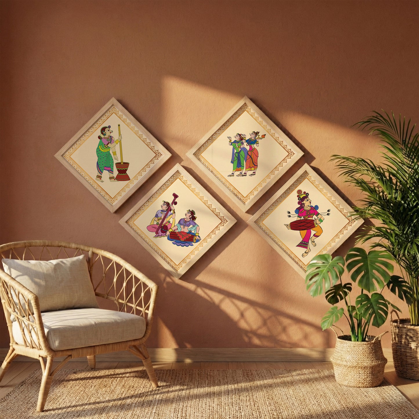 Folk Melody Wall Art Set of 4
