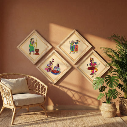 Folk Melody Wall Art Set of 4