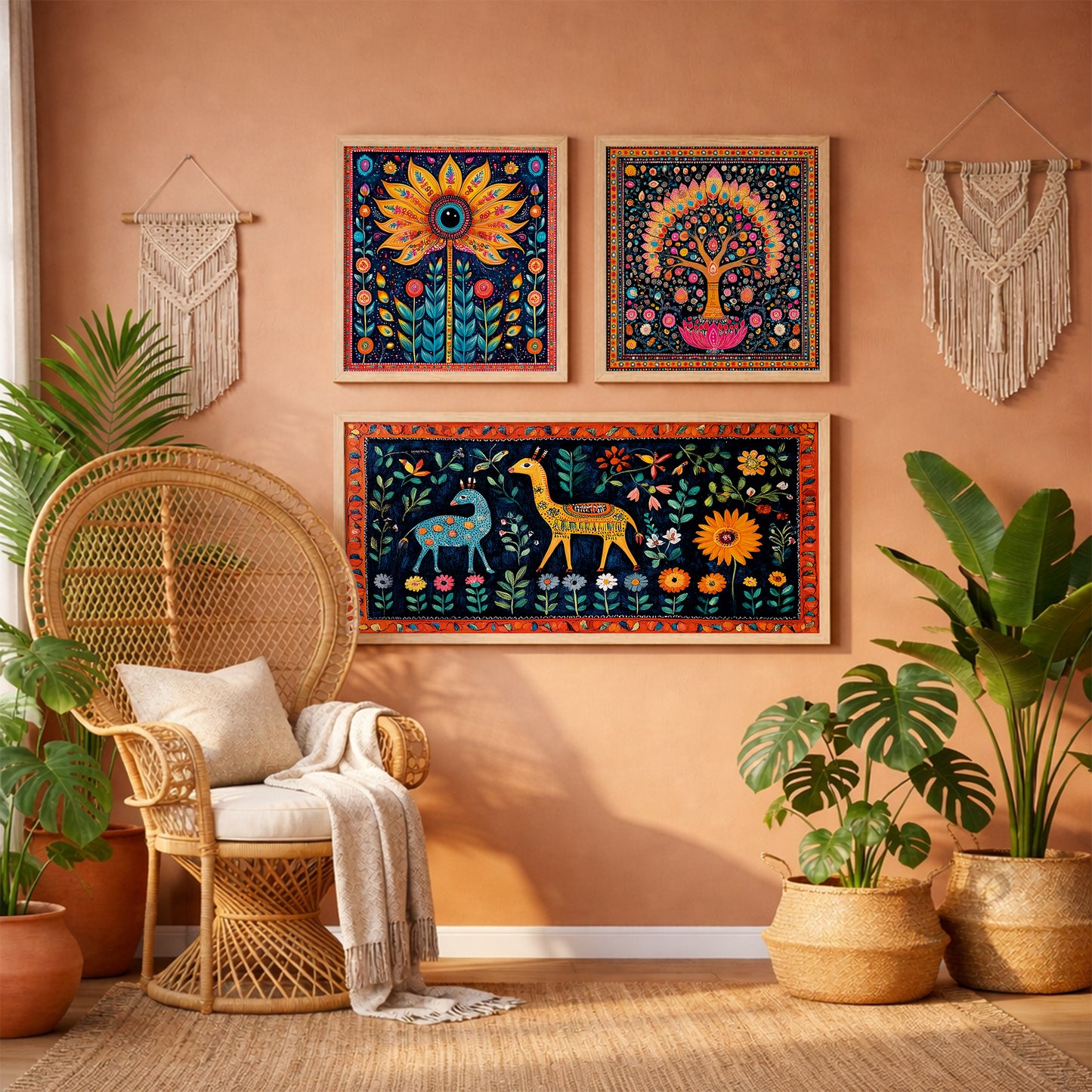 Folk Garden Wall Frame Set of 3