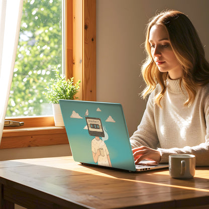 Lo-Fi Cassette Head & Coffee Premium Laptop Skin