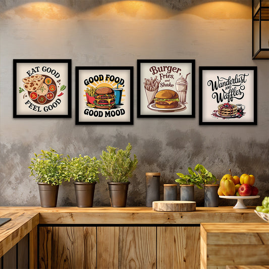 Retro Food Quote Wall Art Set