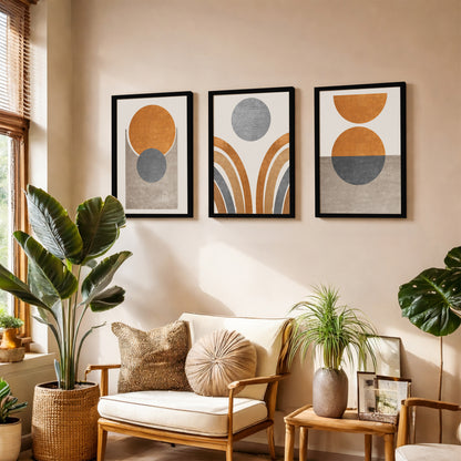 Modern Earth Tone Abstract Wall Frames Set of 3