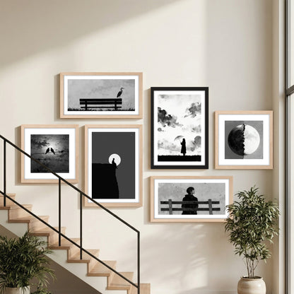 Black & White Minimal Wall Art Set of 6