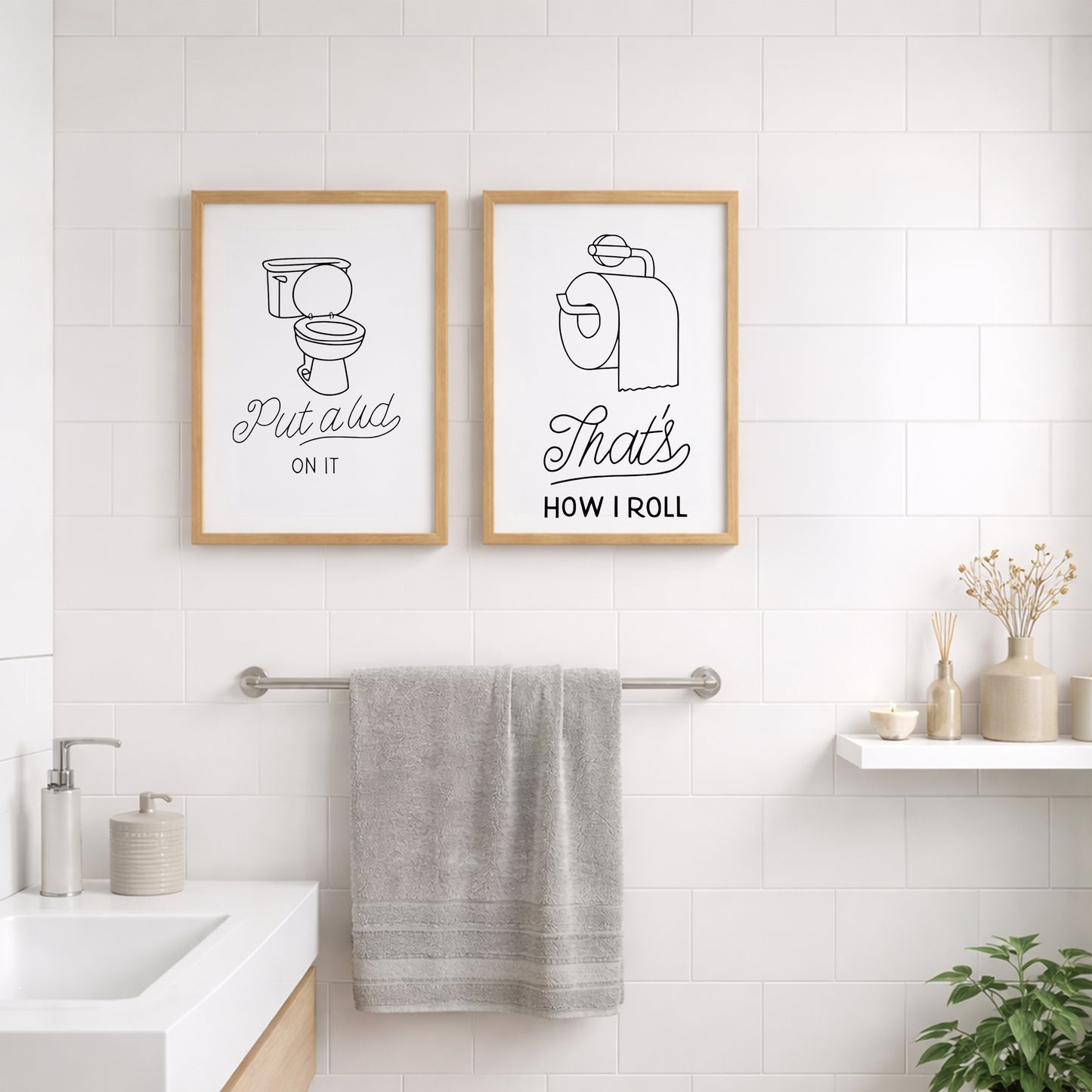 Funny Toilet Humor Wall Frames Set of 2