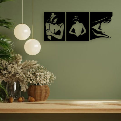 Abstract Women Pinewood Wall Art