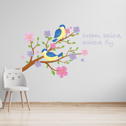 Bird & Flowers Wall Decal