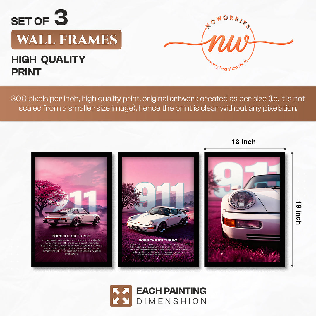 Pink Horizon 911 Wall Frame Set of 3