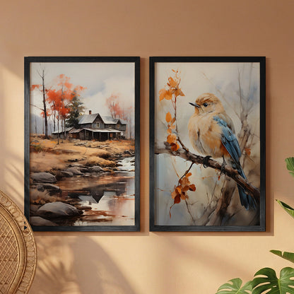 Countryside Bird Art Print Set of 2