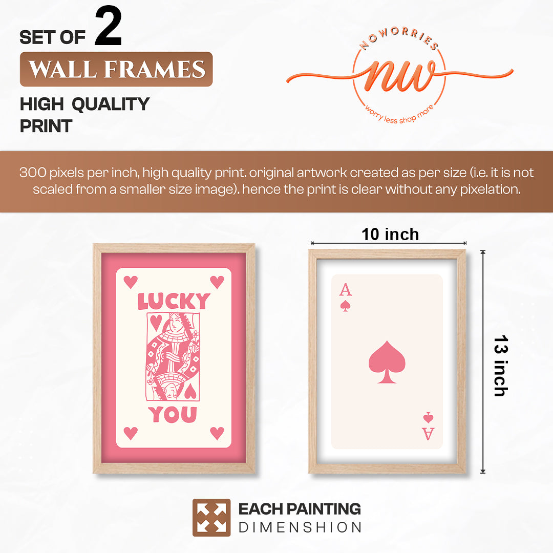 Lucky in Love Playing Card Wall Art Set of 2