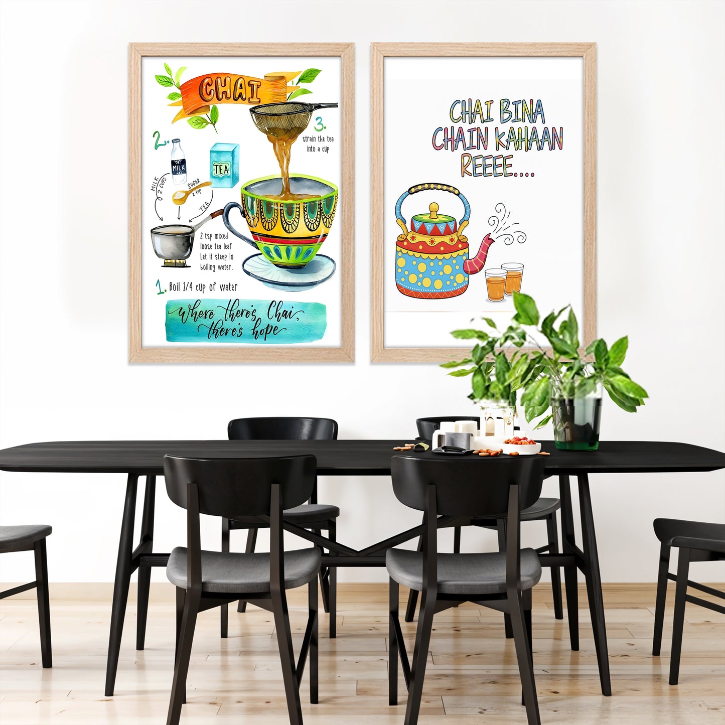 Desi Chai Quote Framed Wall Art Set of 2