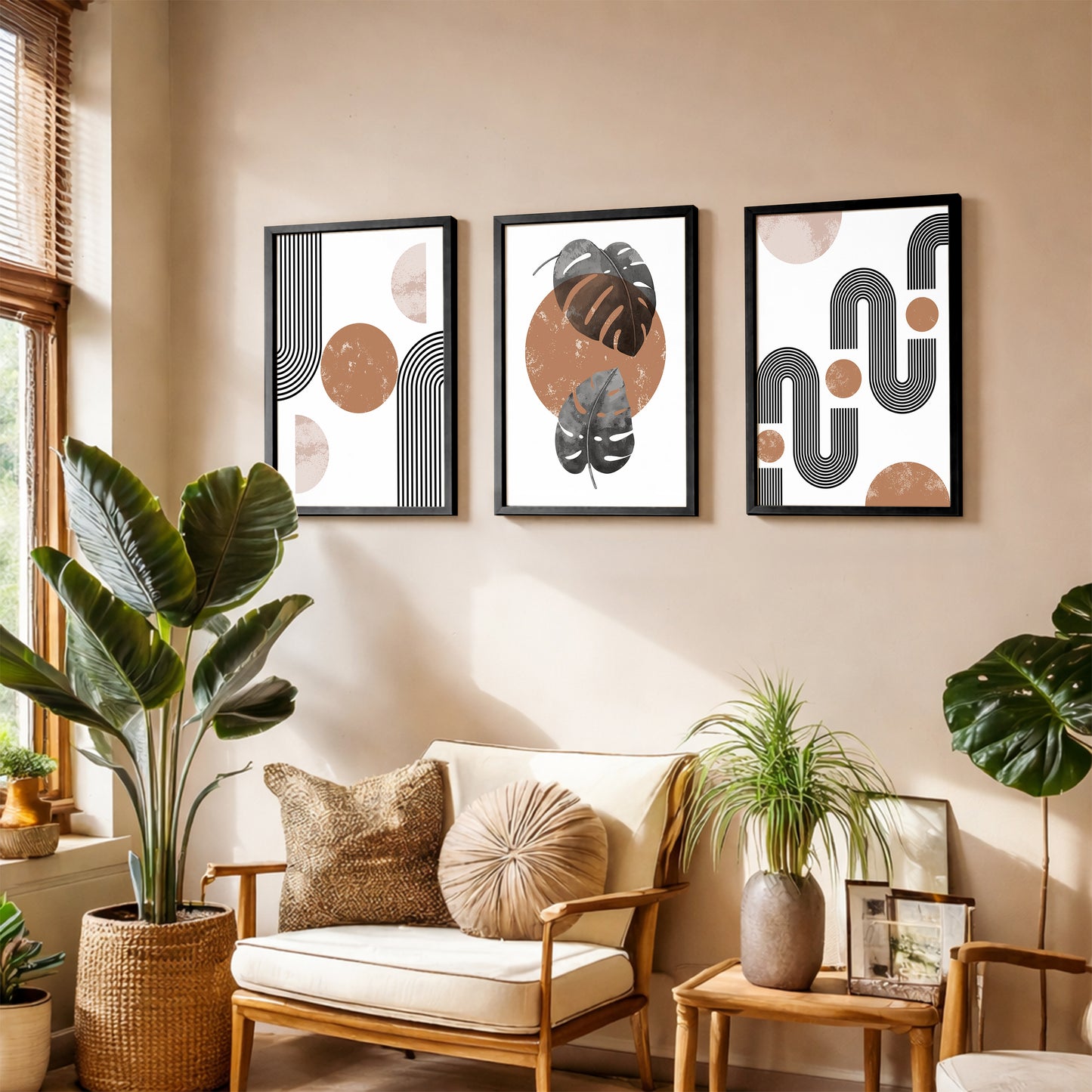 Modern Abstract Line Art Wall Frames Set of 3