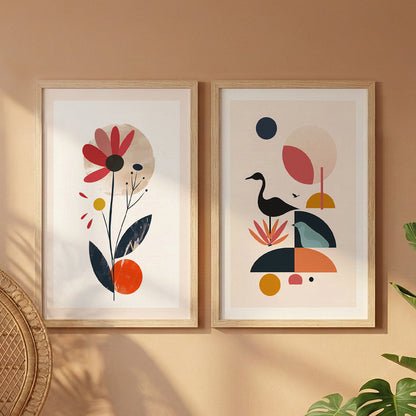 Abstract Modern Floral Wall Art Set of 2