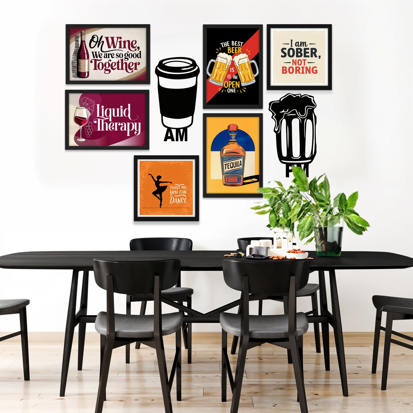 AM to PM Bar & Drink Wall Art Set