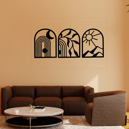Abstract Arches Pinewood Wall Art
