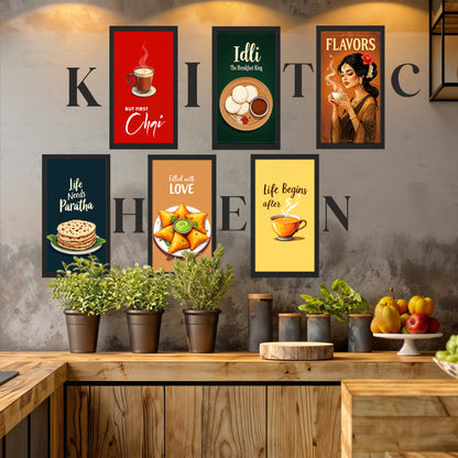 Indian Kitchen Food & Chai Wall Art Set