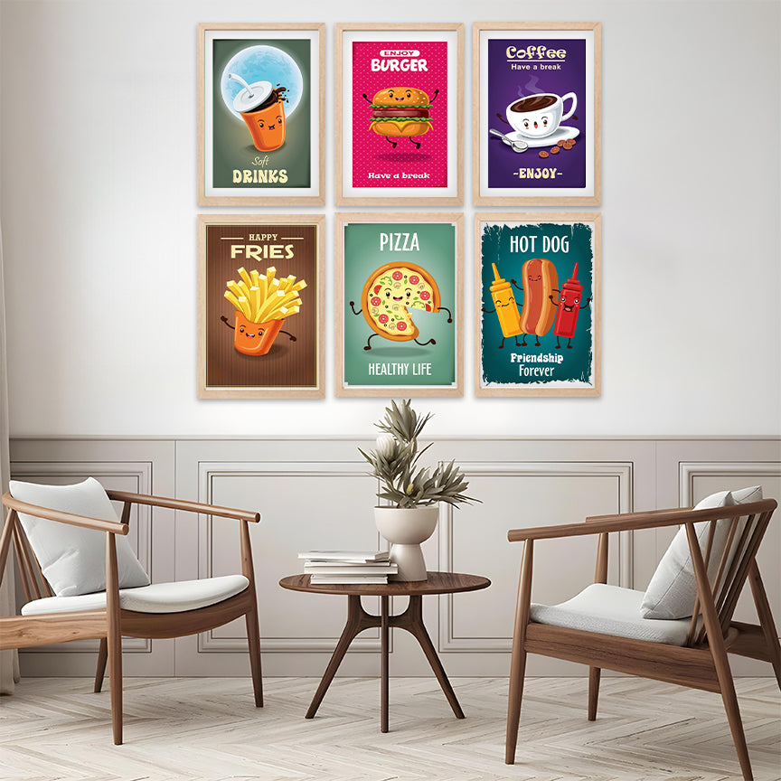 Fun Fast-Food Art Set Wall Frame