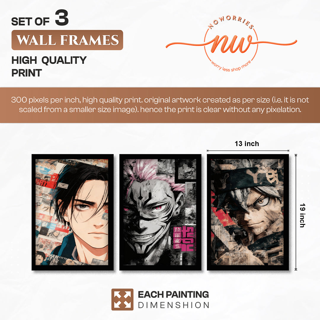 Anime Heroes Wall Art Set of 3