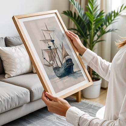 Vintage Sailing Ship Framed Wall Art Print