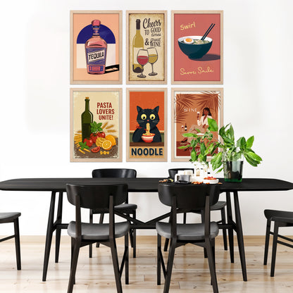 Food & Wine Wall Art Set – 6
