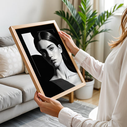 Monochrome Woman Portrait Framed Art Print