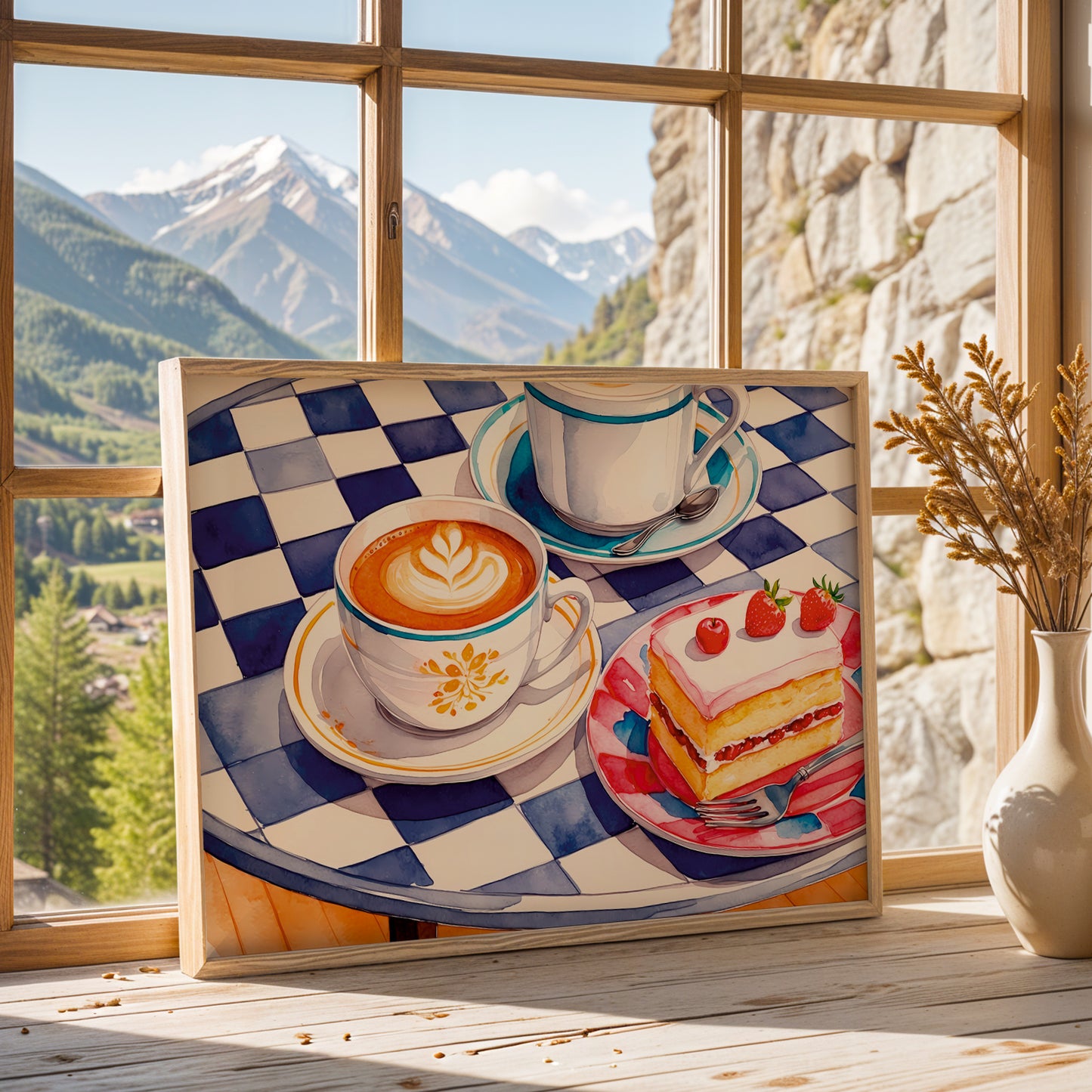 Coffee & Strawberry Delight Wall Frame