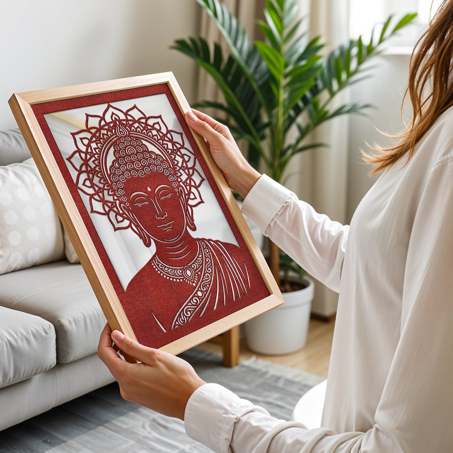 Buddha Pinewood Laser Wall Art
