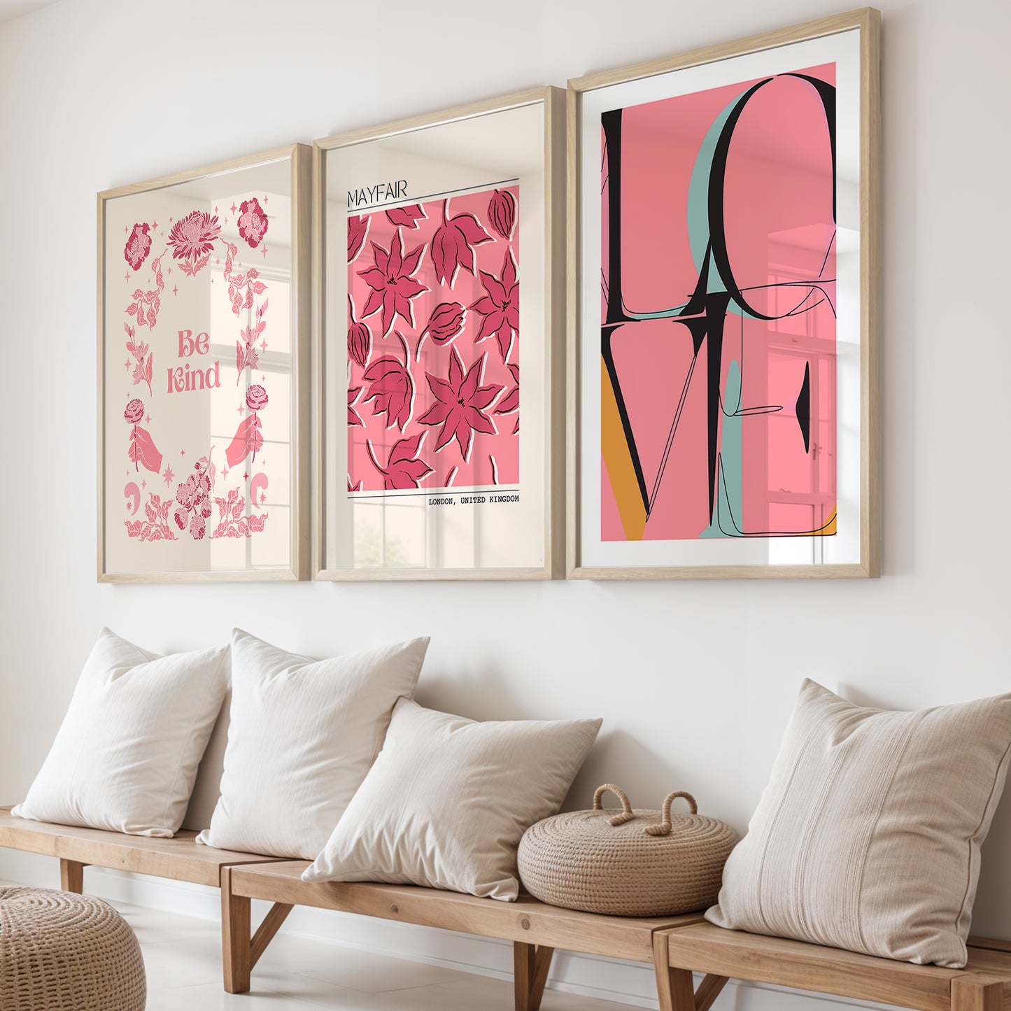 Pink Chic Wall Art Frames Set of 3