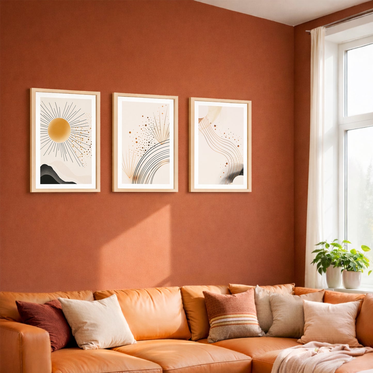 Boho Sun Wall Frames Set of 3