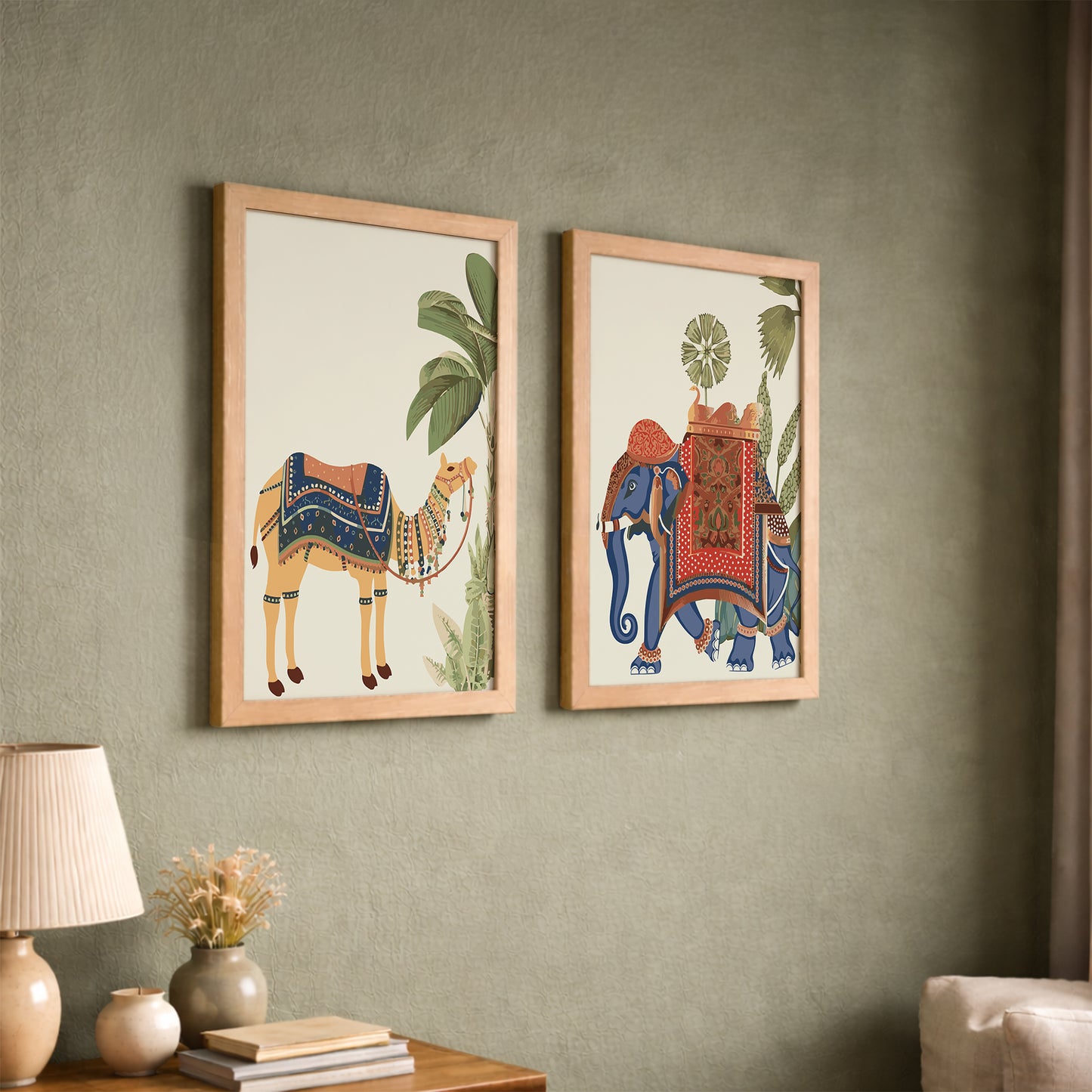 Elephant & Camel Heritage Wall Frame Set of 2