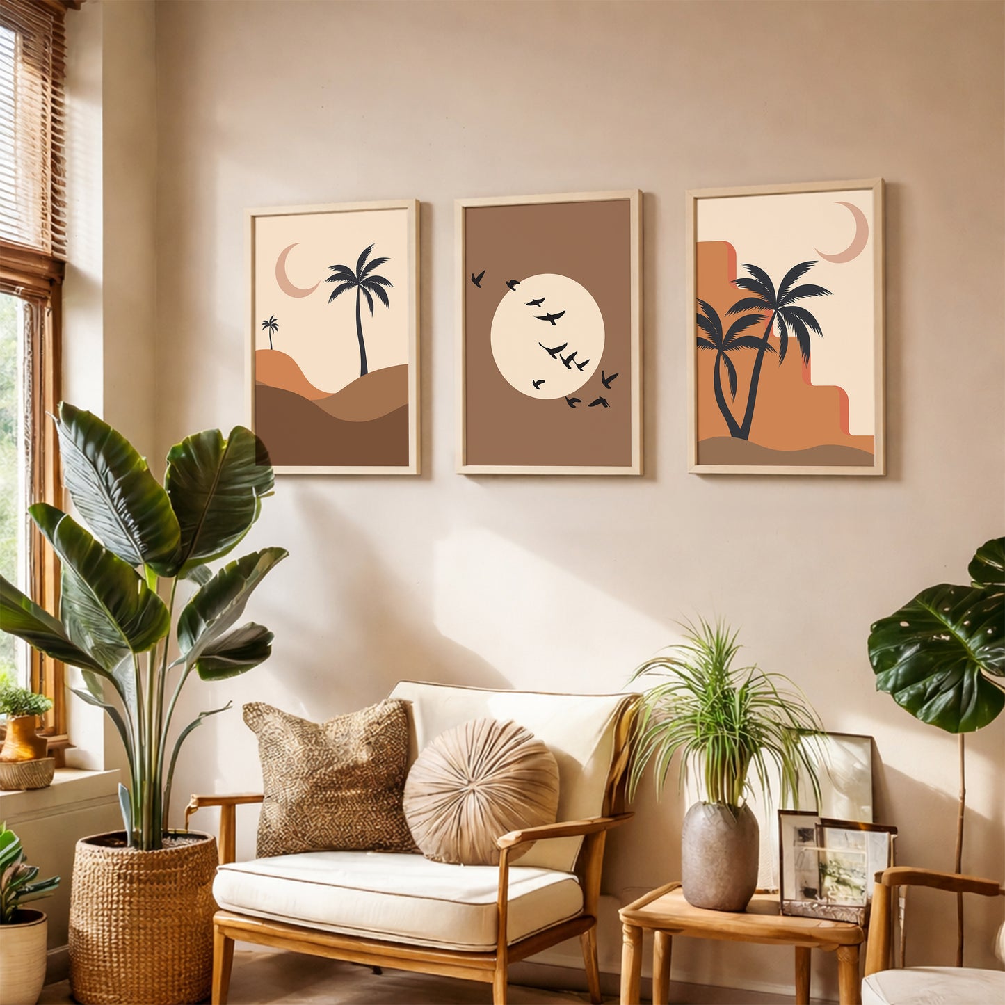Minimal Desert Moon Wall Frame Set of 3