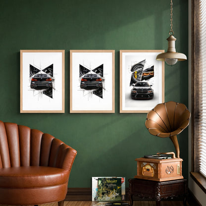 BMW Sketch Wall Frame Set of 3