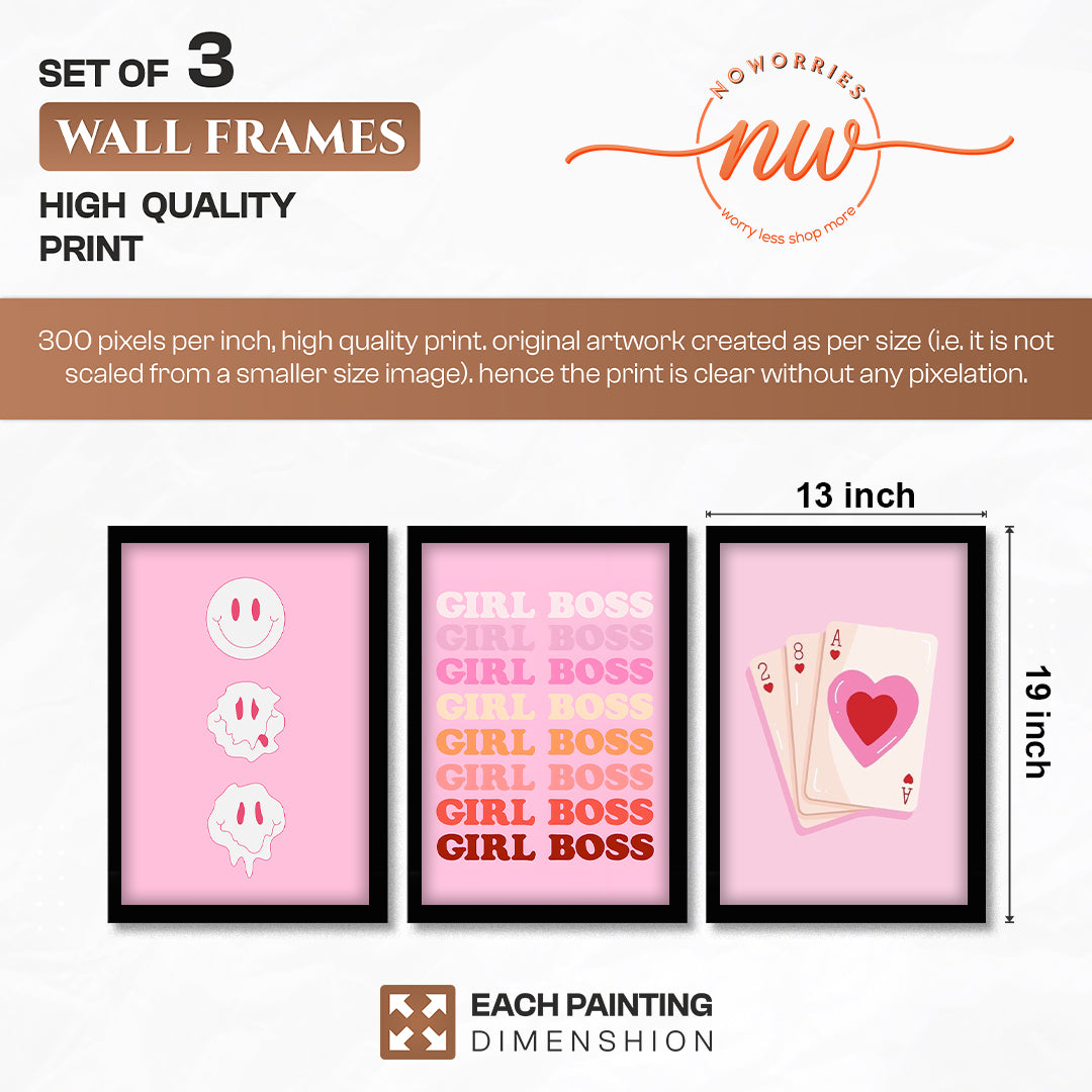 Pink Girl Boss Wall Art Set