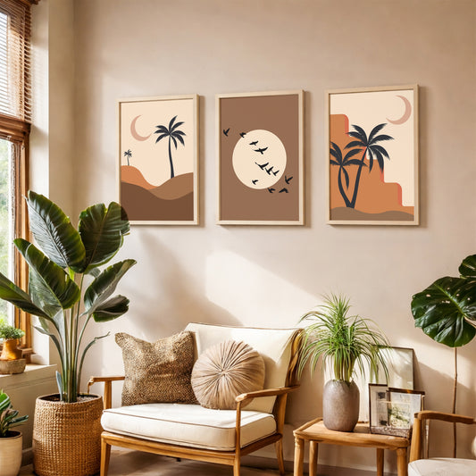 Desert Palm Minimal Wall Frame Set of 3