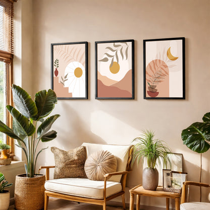 Modern Neutral Landscape Wall Frames Set of 3