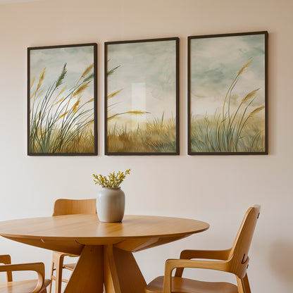 Minimalist Pampas Grass Botanical Wall Art Set of 3