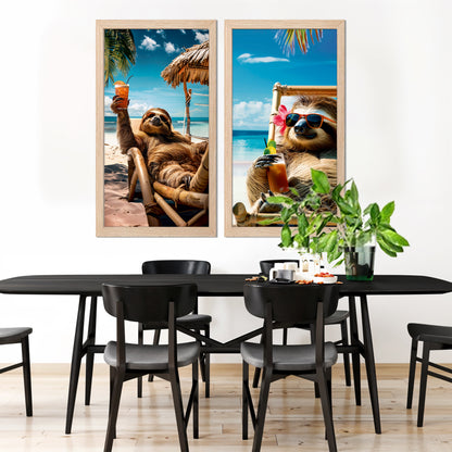 Sloth Vacation Vibes Wall Frame Set