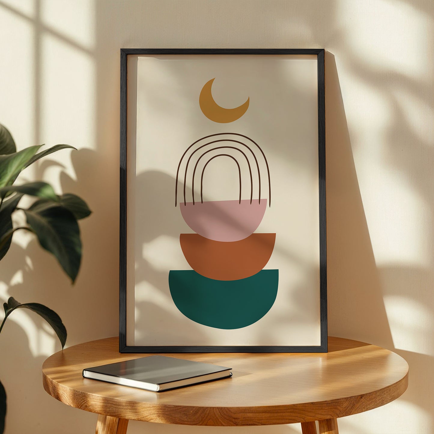Boho Rainbow Moon Wall Art