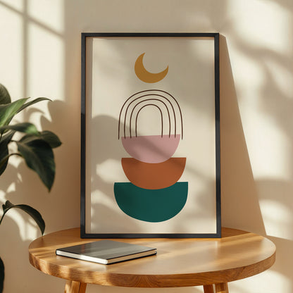 Boho Rainbow Moon Wall Art